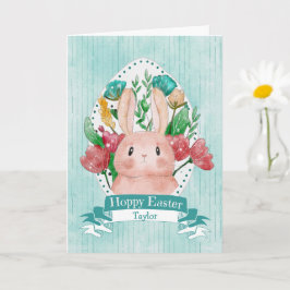 Hoppy Oaster Bunny mit Blume Karte