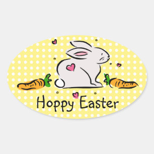 Hoppy Oaster Bunny mit Carrots Ovaler Aufkleber