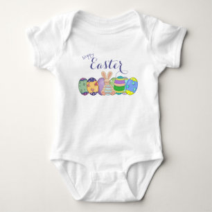 Hoppy Oaster Bunny und farbige Eier Baby Bodysuit Strampler