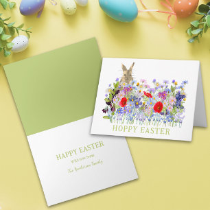 Hoppy Oaster Bunny und Wildblumen Boho Karte