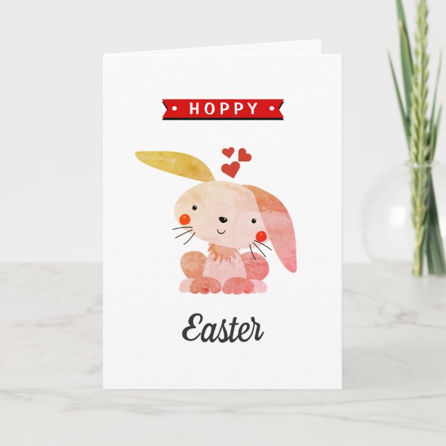 "Hoppy Oaster" Funny Whimsy Bunny Happy Oster Karte (Vorderseite)
