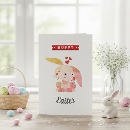 "Hoppy Oaster" Funny Whimsy Bunny Happy Oster Karte