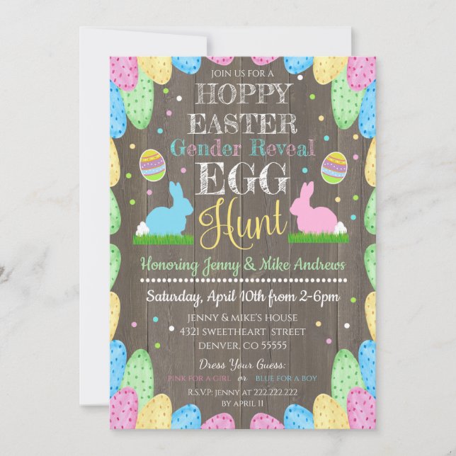 Hoppy Oaster Gender Reveal Party Einladung (Vorderseite)