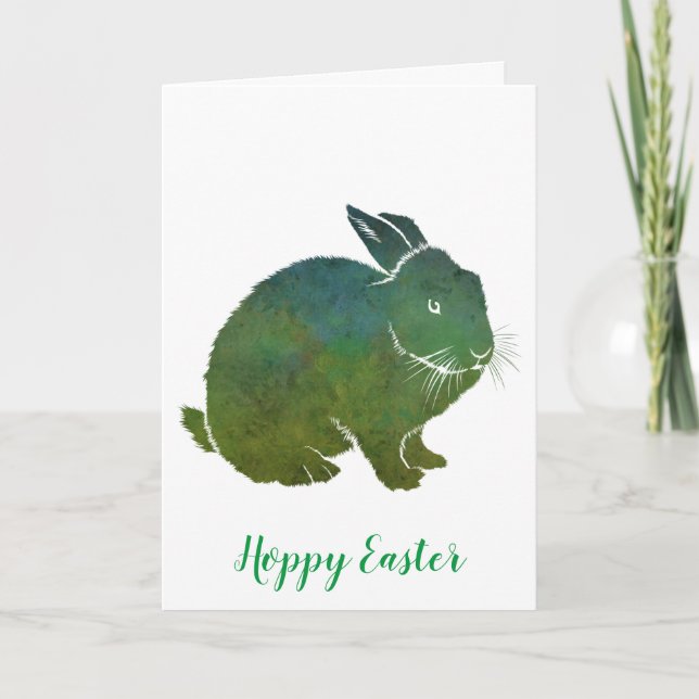 Hoppy Oaster Green Blue Rabbit Feiertagskarte (Vorderseite)