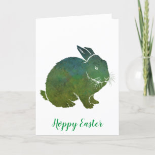Hoppy Oaster Green Blue Rabbit Feiertagskarte