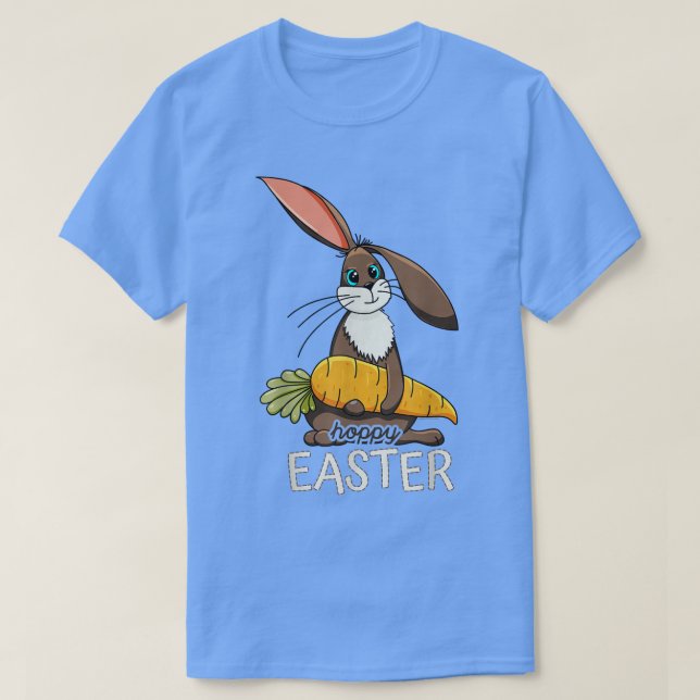 Hoppy Oaster Niedlich Bunny Holding a Carrot  T-Shirt (Design vorne)