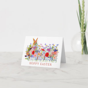 Hoppy Oaster Niedlich Bunny und Boho Wildblumen Karte