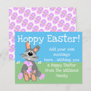 Hoppy Oaster Niedliche Kanincheneier bearbeitbar Feiertagskarte