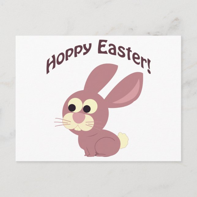 Hoppy Oaster Pink Bunny Feiertagspostkarte (Vorderseite)