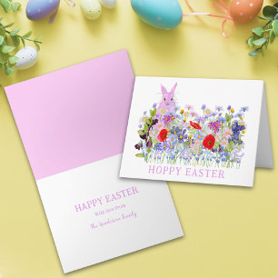 Hoppy Oaster Pink Bunny und Floral Karte