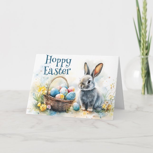 Hoppy Oaster Watercolor Karte (Vorderseite)