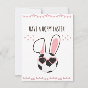 Hoppy Ostersoccer Ball Bunny Niedlich Rabbit Feiertagskarte