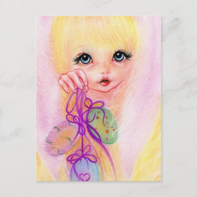 Hoppy Ostersonnenmädchen Postkarte (Vorderseite)