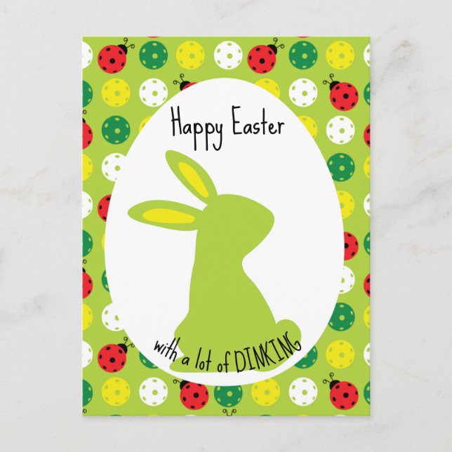🐰 Hoppy Pickleball Ostern, niedlich grün Postkarte (Vorderseite)