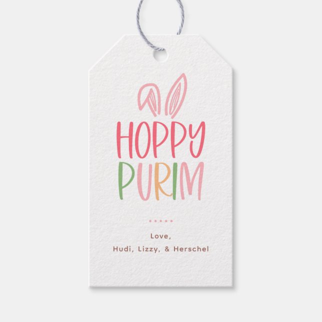 Hoppy Purim Bunny Ears Geschenkanhänger (Vorderseite)