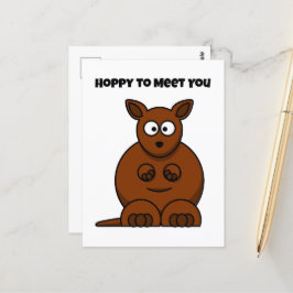 Hoppy to Meet You Kangaroo Funny Cartoon Postkarte