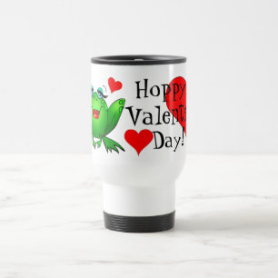 Hoppy Valentine's Day Cartoon Lady Frog Travel Mug Reisebecher
