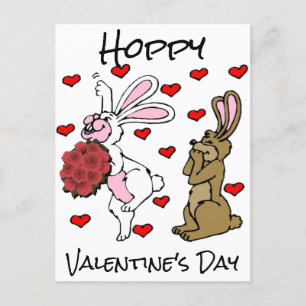 Hoppy Valentine's Day - Hasen und Herzen Postkarte