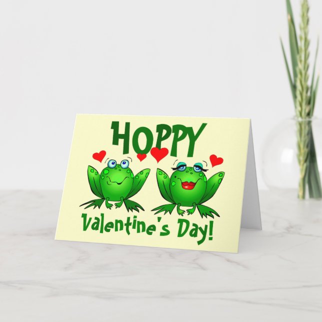 Hoppy Valentines Happy Frogs Blankards Feiertagskarte (Vorderseite)
