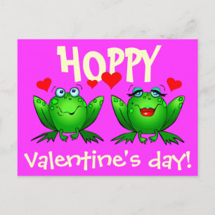 Hoppy Valentinstag Happy Cartoon Frogs Postkarte