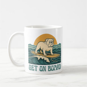 Hops auf das Surfbrett Surfer Hund   Retro Bulldog Kaffeetasse