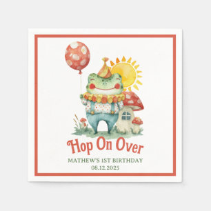 Hops über die quirlig Clown Frosch Cottagecore Geb Serviette