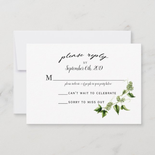 Hopvine Wedding Invitation RSVP Card (Vorderseite)