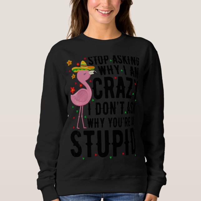 Hör auf Fragen, warum ich Crazy Flamingo Stupid Pi Sweatshirt (Vorderseite)