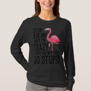 Hör auf Fragen, warum ich Crazy Flamingo Stupid Pi T-Shirt