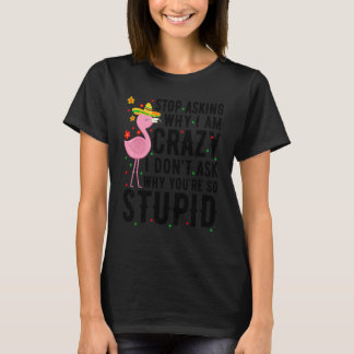 Hör auf Fragen, warum ich Crazy Flamingo Stupid Pi T-Shirt