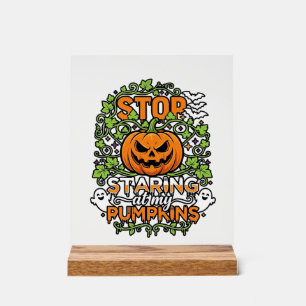 Hör auf Kürbisse Halloween Geister Fledermäuse anz Acrylschild
