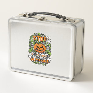 Hör auf Kürbisse Halloween Geister Fledermäuse anz Metall Brotdose