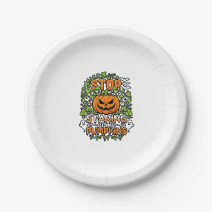 Hör auf Kürbisse Halloween Geister Fledermäuse anz Pappteller