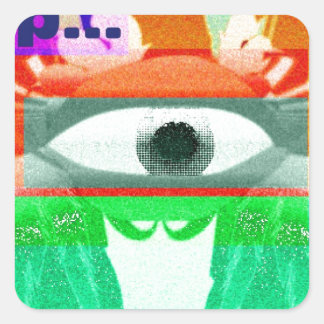 Hör auf! quadratischer aufkleber