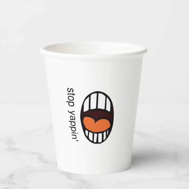 "Hör auf zu kläffen" / Papiertasse Pappbecher (Vorderseite)