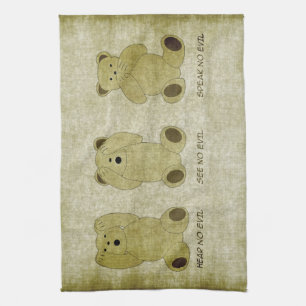 Hör keine bösen Teddybären Küchenhandtuch Geschirrtuch