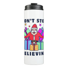 Hör nicht auf, dem Weihnachtsmann mit Geschenken z Thermosbecher