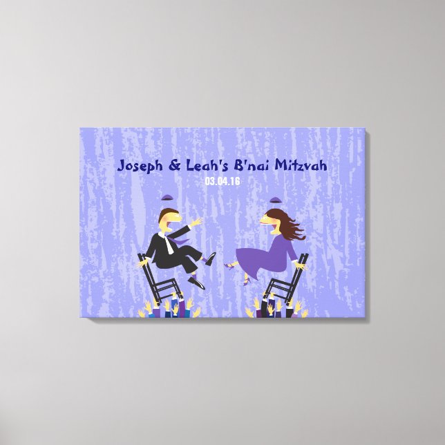 Hora Chair Dance B'nai B'not Mitzvah Sign-In Board Leinwanddruck (Vorderseite)