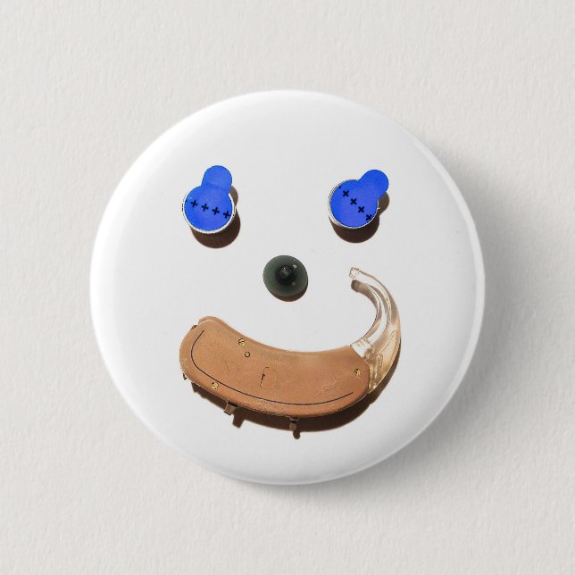 Hören = glücklicher + Gesünder Button (Vorderseite)
