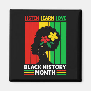 Hören Lernen Liebe Schwarze Geschichte Monat Afroa Magnet