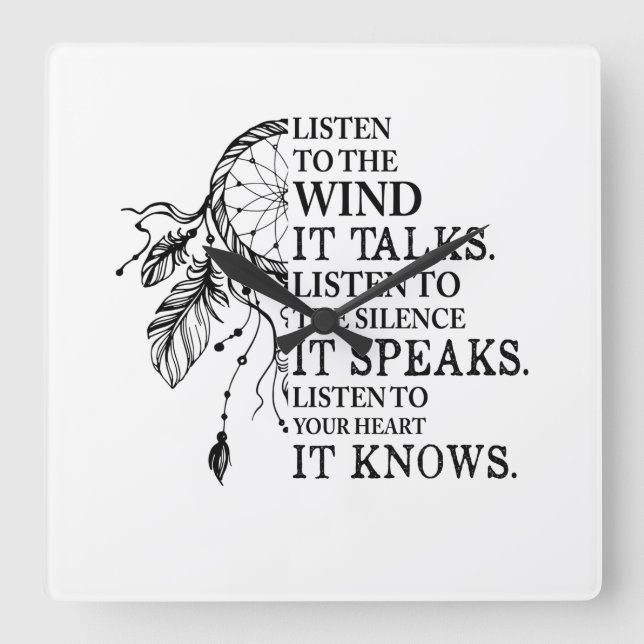 Hören Sie auf Ihr Herz, es kennt die amerikanische Quadratische Wanduhr (Vorderseite)