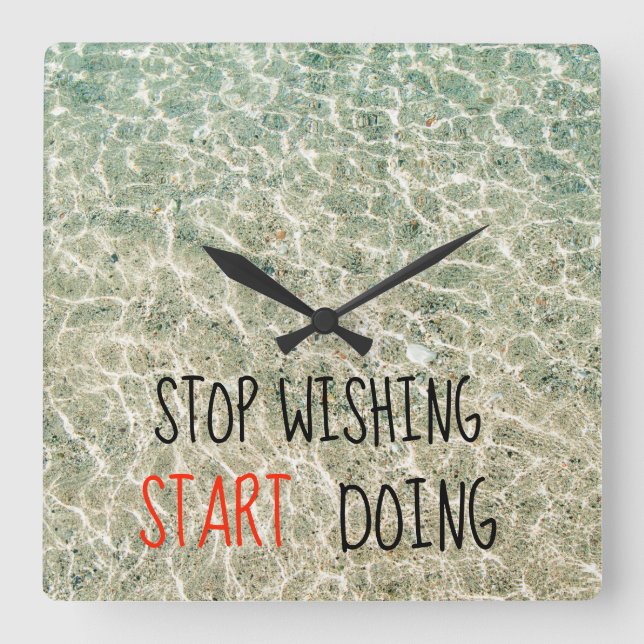 Hören Sie auf, Zitate zu machen Quadratische Wanduhr (Vorderseite)