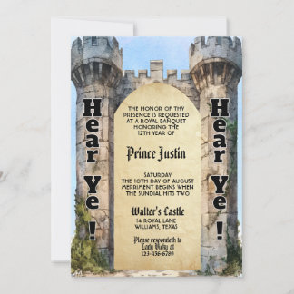 Hören Sie! Hören Sie! Burg Mittelalter Geburtstag Einladung