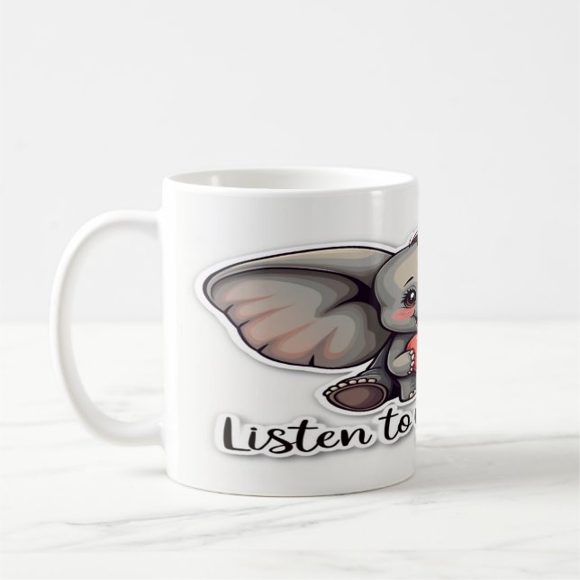 Hören Sie Ihr Herz - inspirierendes Zitatdesign Kaffeetasse (Links)