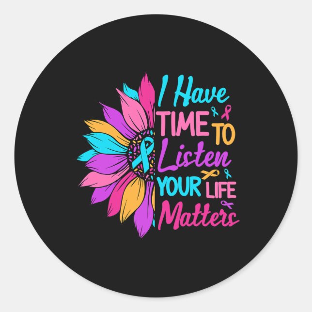 Hören Sie Ihr Lebensproblem psychische Gesundheit  Runder Aufkleber (Vorderseite)