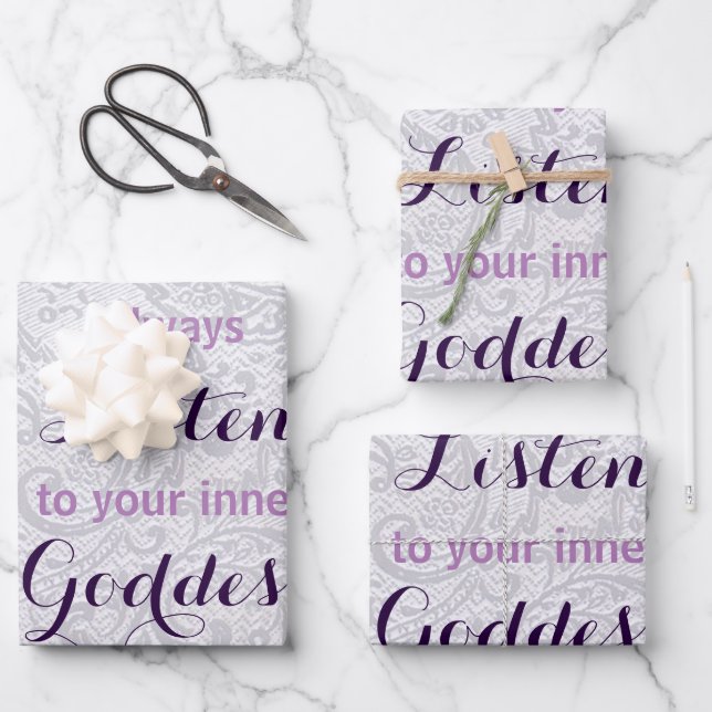 Hören Sie immer auf Ihre innere Göttin Geschenkpapier Set (Vorderseite)