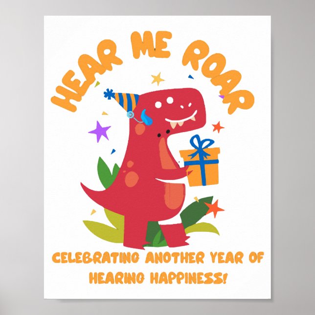 Hören Sie mich rauschen Cochlear Implant Geburtsta Poster (Vorne)