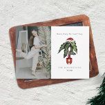Hören Sie nicht auf, Weihnachten Foto mit der Pfla<br><div class="desc">Illustration der Hauspflanze in Santa Anzug Topf mit Weihnachtsmannmütze überzogen. Im Text steht: "Hör nicht auf,  Blatt zu machen." Personalisieren Sie den Namen,  das Jahr und das Foto.</div>