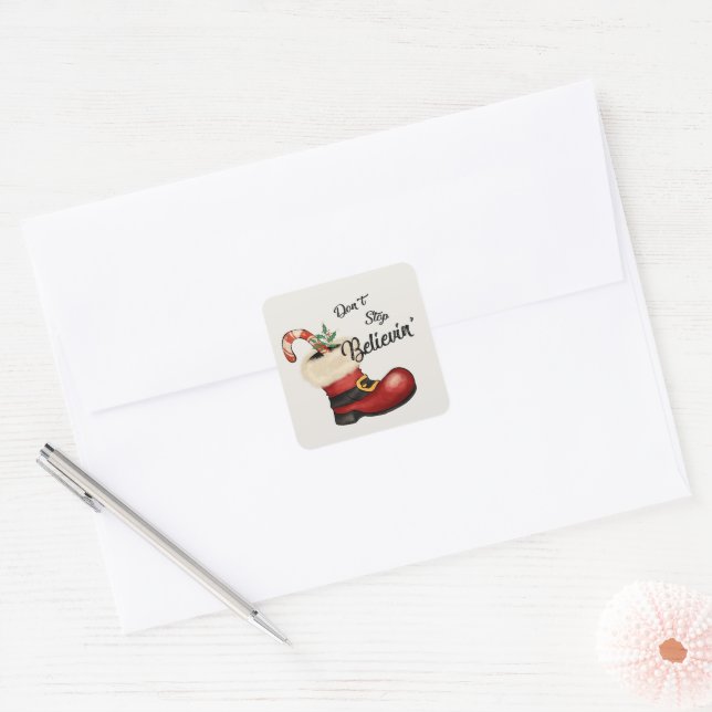 hören Sie nicht auf Weihnachten zu Weihnachten Quadratischer Aufkleber (Umschlag)