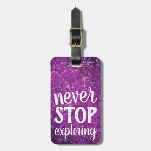 Hören Sie niemals auf, die Lila Glitzer-Königin zu Gepäckanhänger